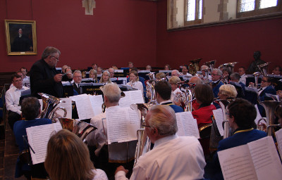 Massed bands rehearsing