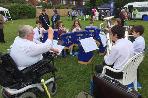 Godalming Youth Band playing out at Farncombe Fete