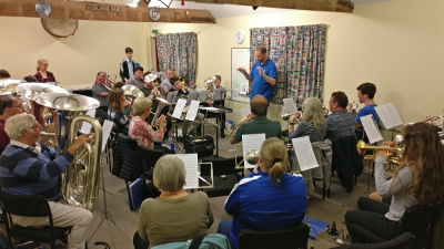 Rehearsing hard for the autumn contest in our band room