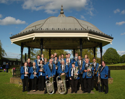 The band after our May bandstand concert on Godalming Bandstand, with MD James Haigh