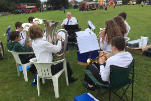 Godalming Youth Band playing out at Farncombe Fete