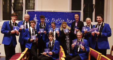Members of the band with MD James Haigh at launch of The Festive Season