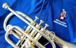 A cornet with a Godalming Band shirt